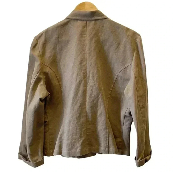 Vintage Linen Blazer Relaxed Fit Neutral Tan Brown Size  EU42 Medium - Picture 15 of 16